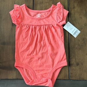 Carter's Coral Ruffle Sleeve Bodysuit